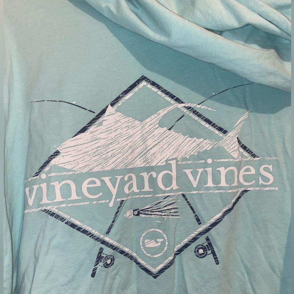 Vineyard Vines mens long sleeve turquoise green hooded shirt size medium